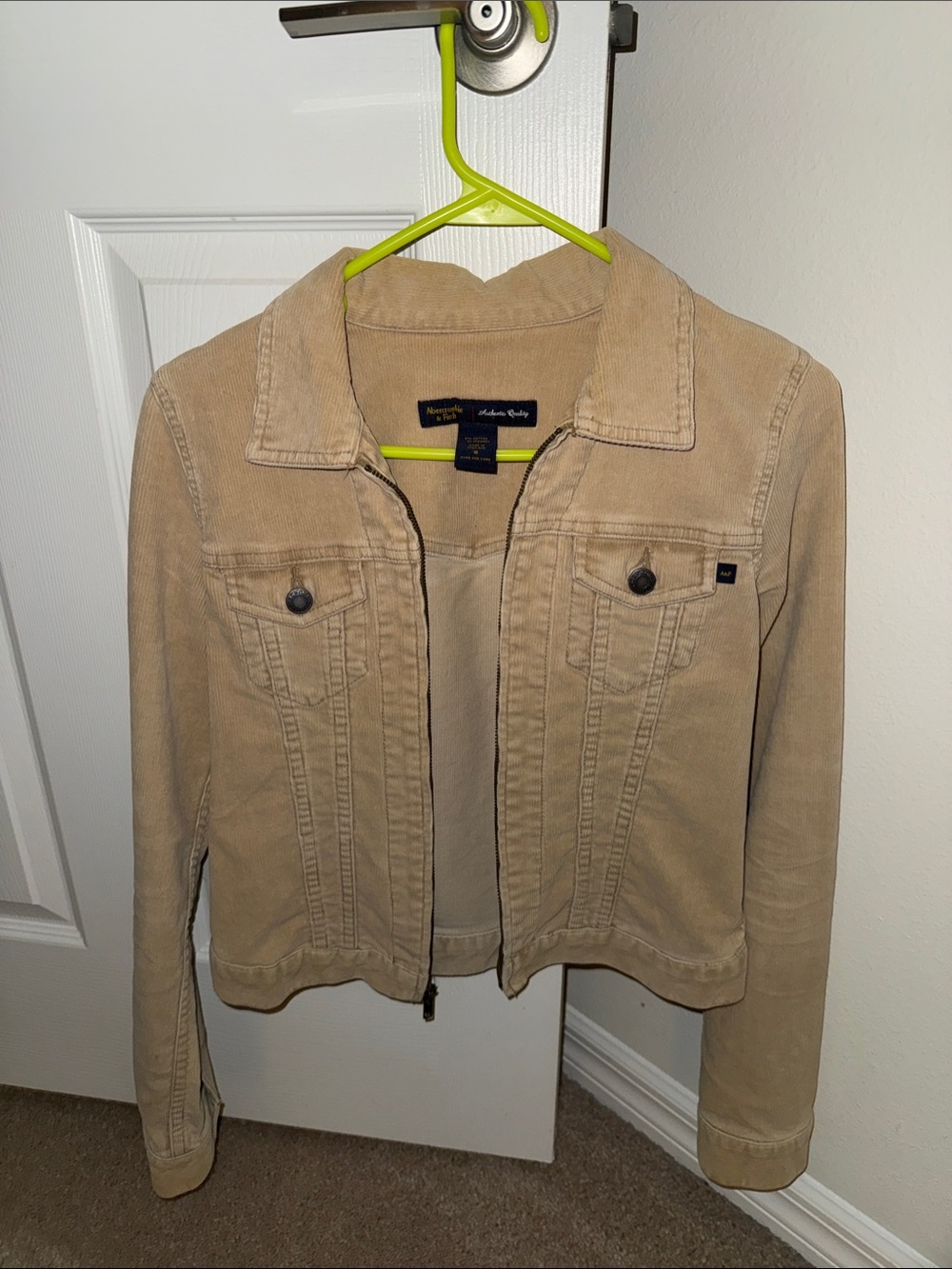 Abercrombie & Fitch Beige Corduroy Jean Jacket - Women's Neutral Tan